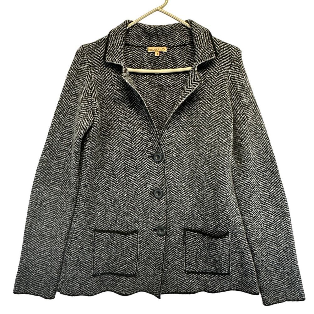 Cocogio Women Herringbone Jacket Blazer Made in Italy Wool Spandex Small